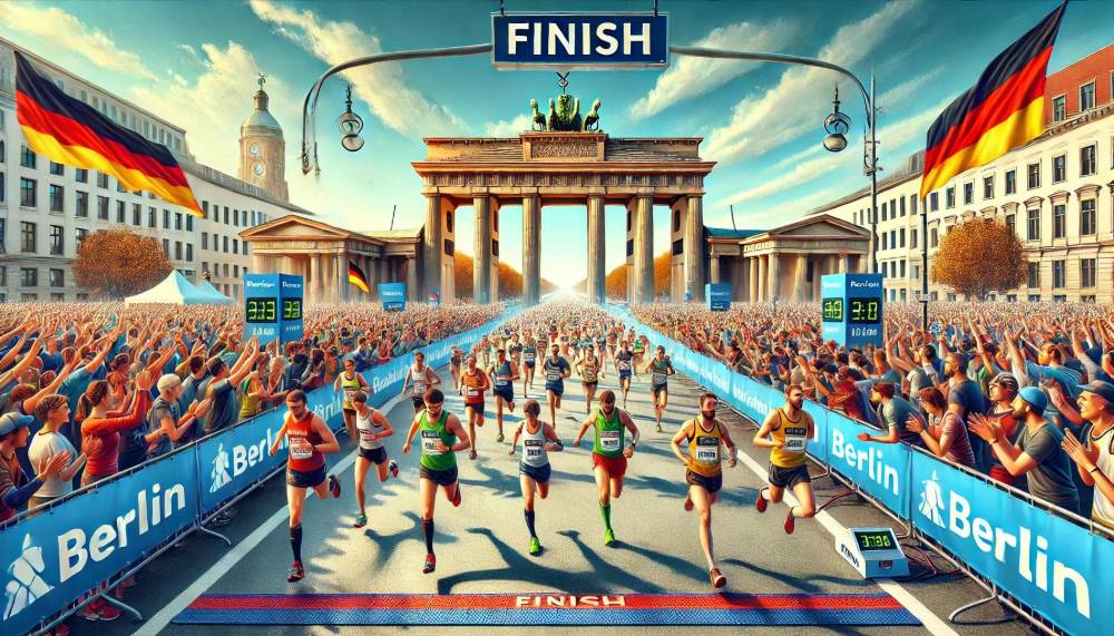 Berlin marathon finish line illustration