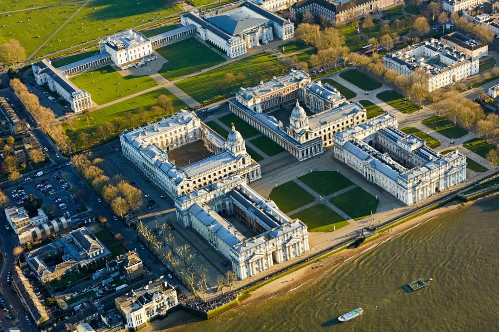 Aerial view of the Old Royal Naval College in Greenwich