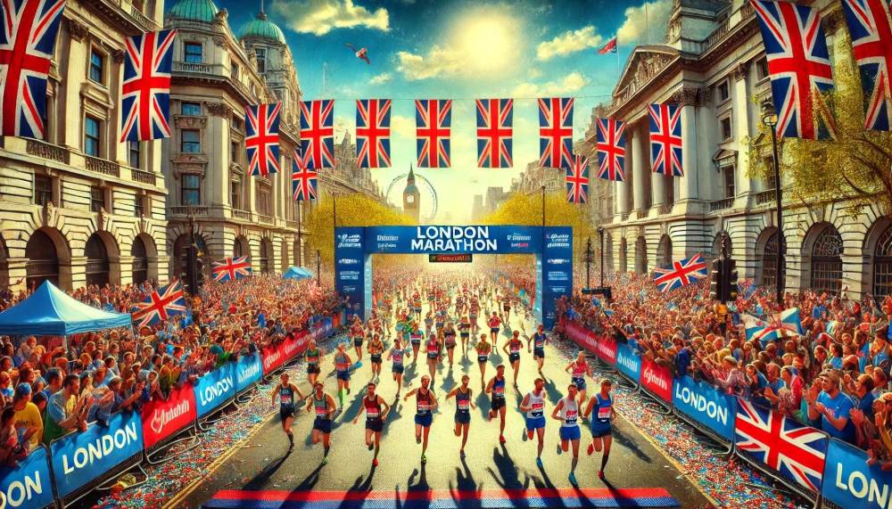 London Marathon finish line illustration